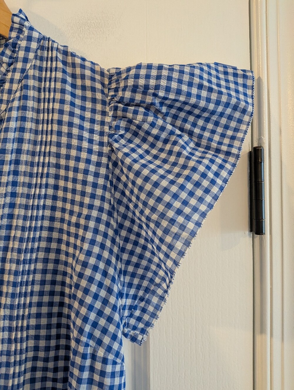 Trovata Birds of Paradise Marianne Shirt Gingham Button Up Blue White Size M NWT - Picture 5 of 16